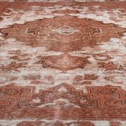 Overdyed handmade persian rust brown wool area rug - 241x342cm