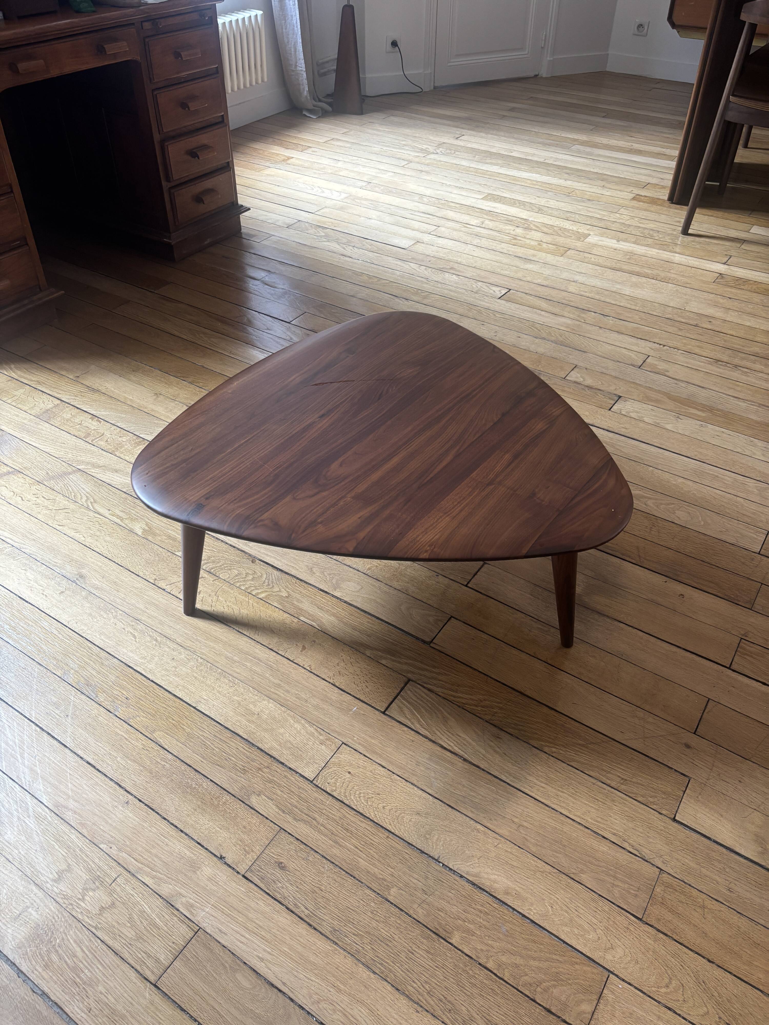 Organic Walnut Coffee Table - Mid-Century Modern Style