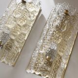 Pair of glass and brass wall lights by Carl Fagerlund for Orrefors, 1960.