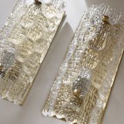 Pair of glass and brass wall lights by Carl Fagerlund for Orrefors, 1960.