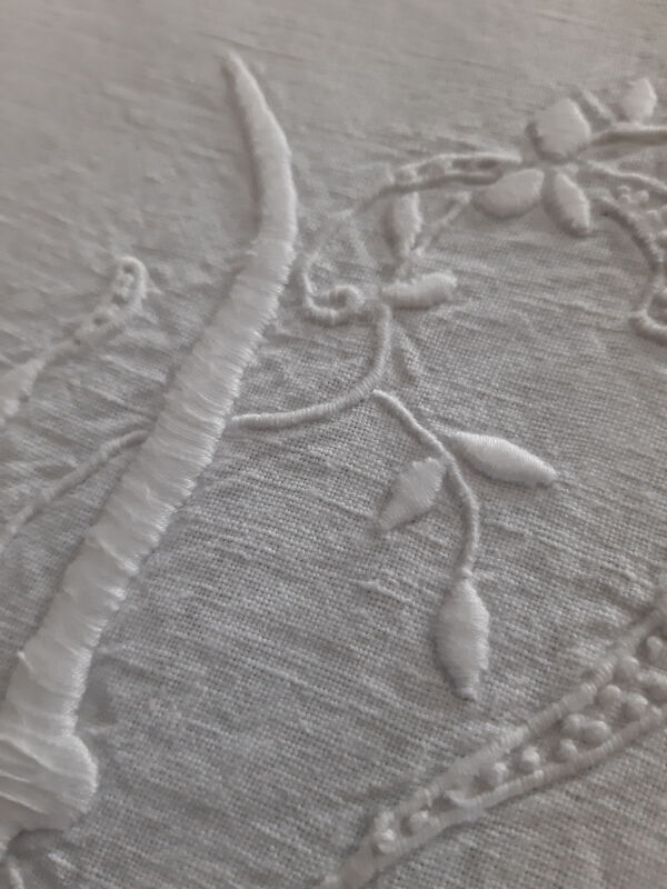 Old linen yarn embroidered and monogrammed