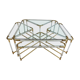 Coffee table and its 4 associated nesting tables in plexiglass and gold metal