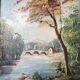 Painting Oil on Wood Bucolic Landscape Signed Louis Andrey