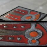 2 nesting varnished ceramic coffee tables - the brothers jean & robert cloutier 1950