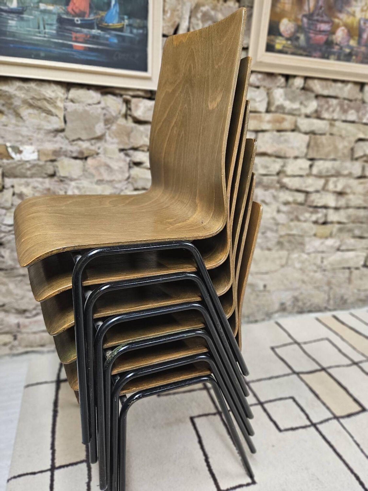 6 chaises Hiller empilable 1970