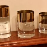 Pair of Mid-Century Nybro Candle holders Glass/Brass Designed by Rune Strand