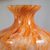 Orange multicolored glass vase, 70s