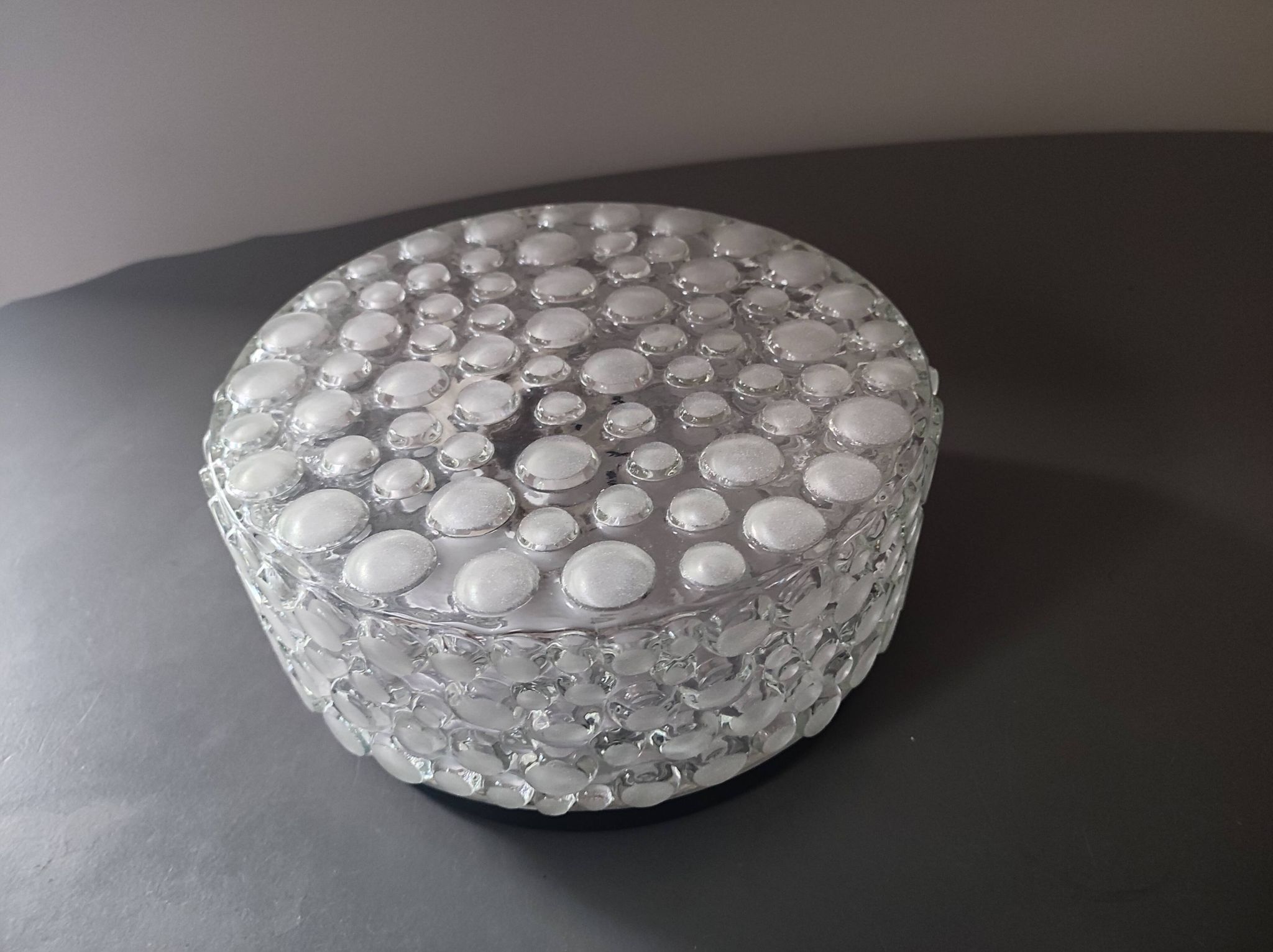 Ceiling lamp wall lamp globe glass molded metal base space age vintage