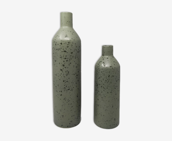 Paire de vases en céramique en couleur verte, fabriqué en Italie 1970