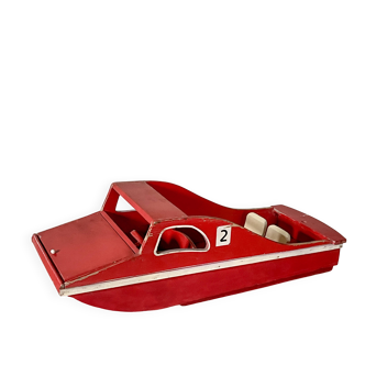 Large wooden boat by Joujoulac, very rare, vintage toy