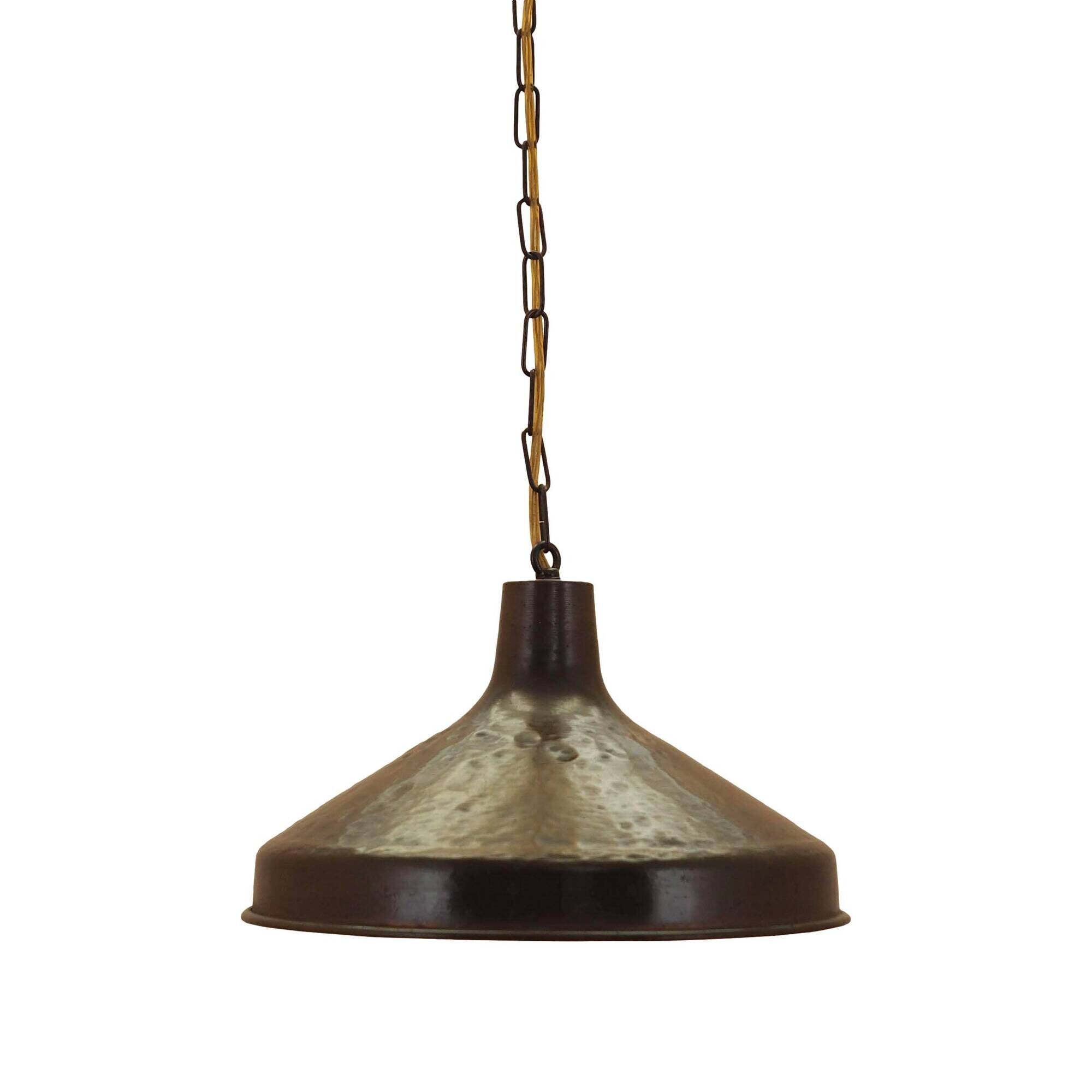 Danish Brass Pendant Lamp 1960s Mid-Century Modern Conical Shade