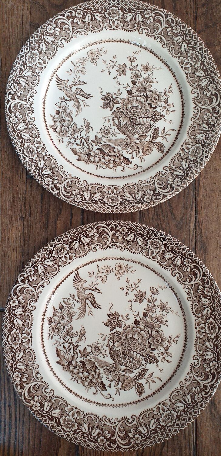 2 plates brown English Ironstone