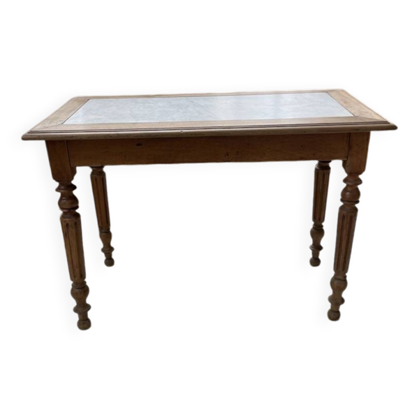 Table bistrot en noyer et marbre1890