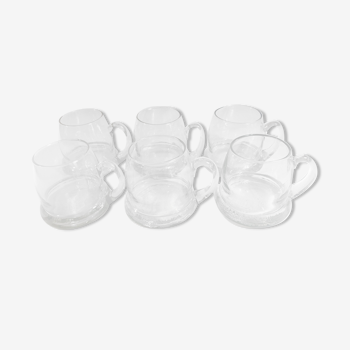 6 wide beer mugs made of thick glass