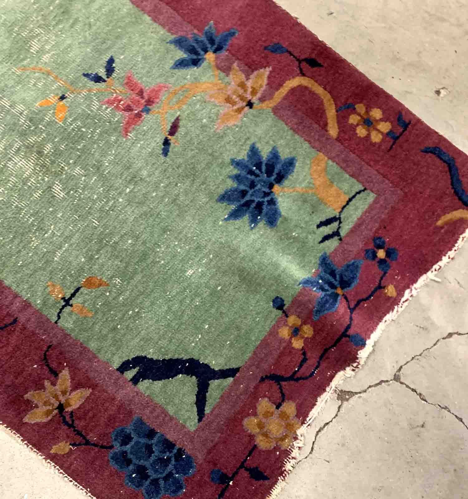 Antique chinese carpet art deco handmade 79cm x 134cm 1920s