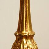 "Pique candle" double fire floor lamp in gilded bronze