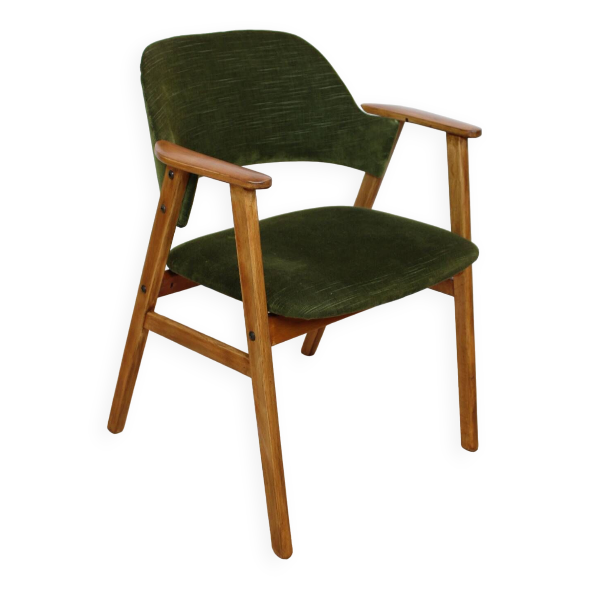 Vintage green velvet armchair 1960 suede