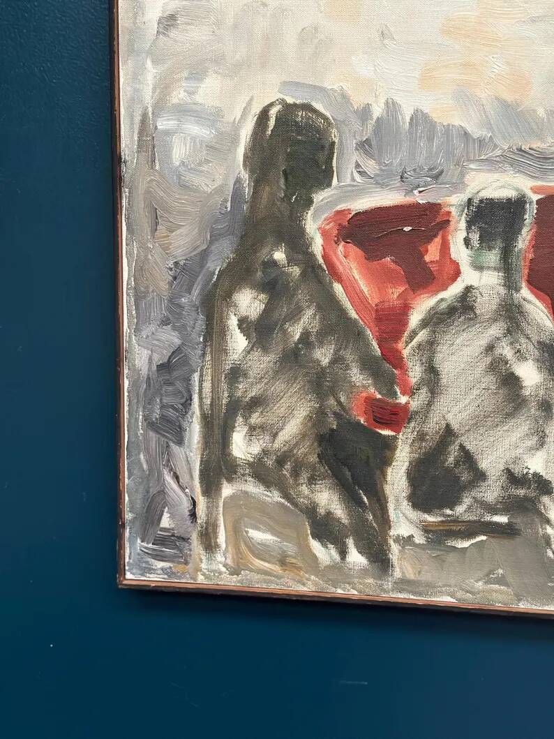 Original Danish Oil on Canvas“Figurative Composition” by Max Bilde