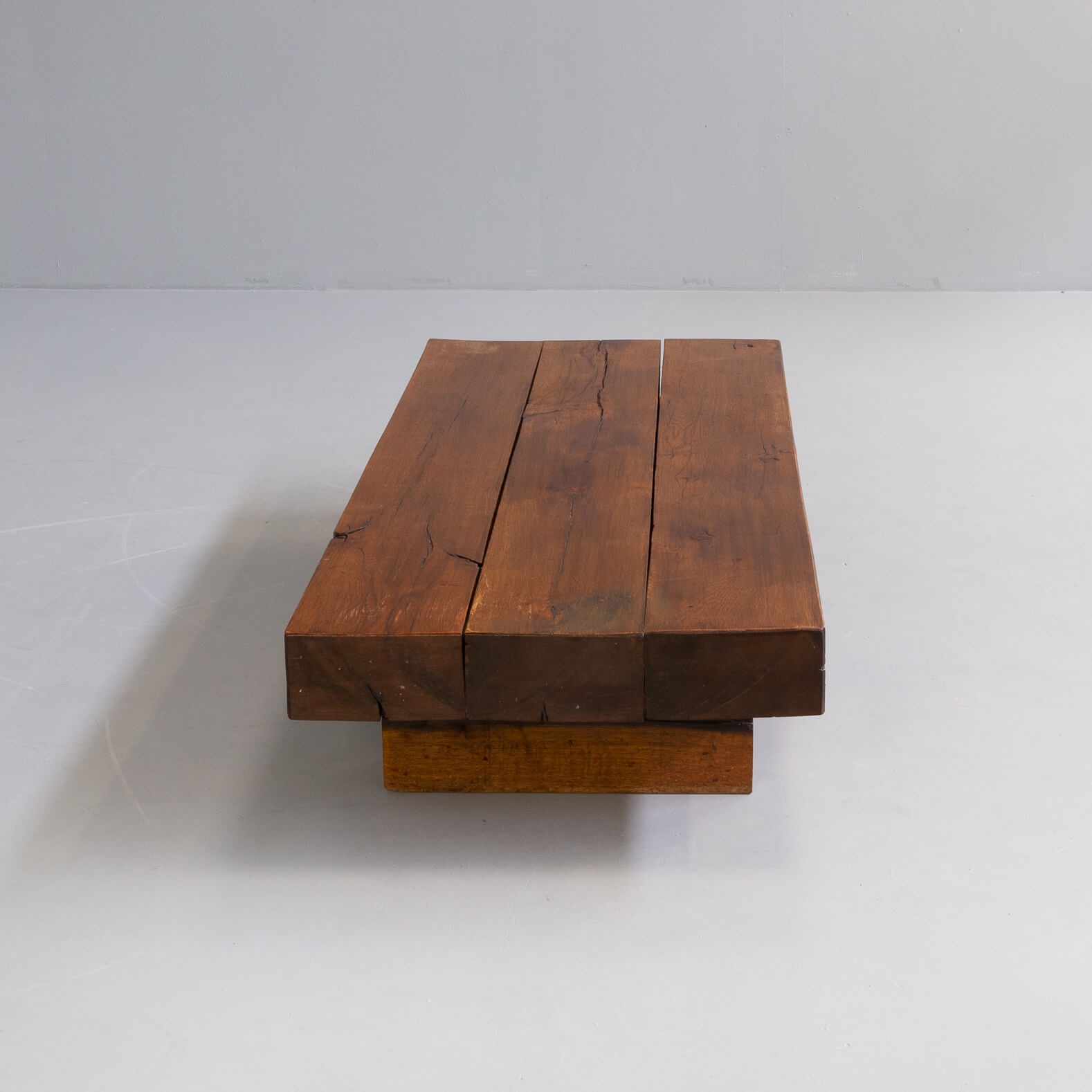 70s massive oak brutalist coffee table