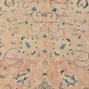 Peach Pink Large Persian Rug, Floral Bordered Vintage Carpet, 292x387Cm