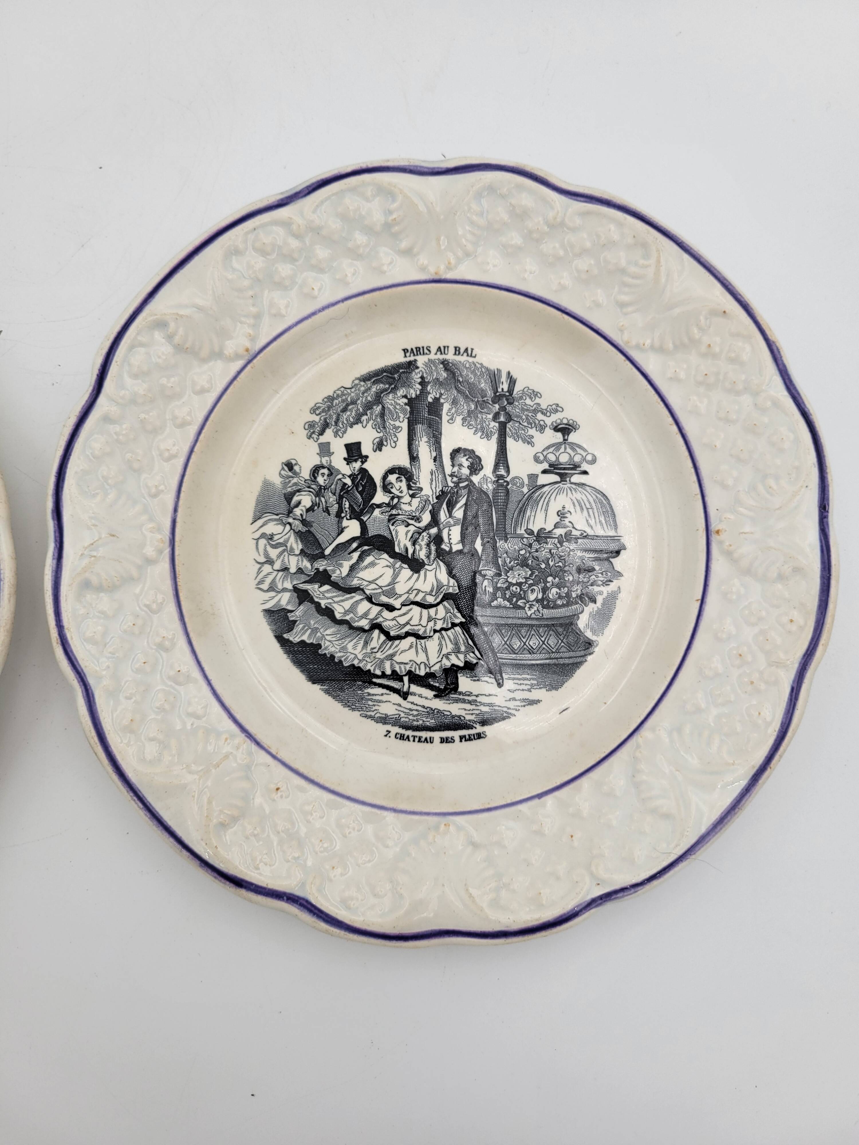 Set of 2 talking plates in Choisy-le-Roi porcelain