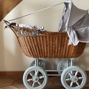 Antique rattan cradle in very good condition. Sold with or without upholstery.