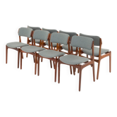 Erik Buch, ensemble de 8 chaises à repas OD-49 en bois de rose et laine vierge, Danemark, 1960