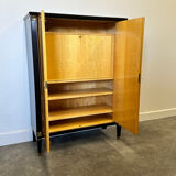 Exquisite 1950s neoclassical sycamore secretaire by Frères De Coene, Belgium.