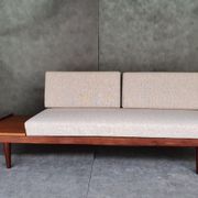 Daybed Teak and beige fabric by Ingmar Relling, Vintage Scandinavian 1960s