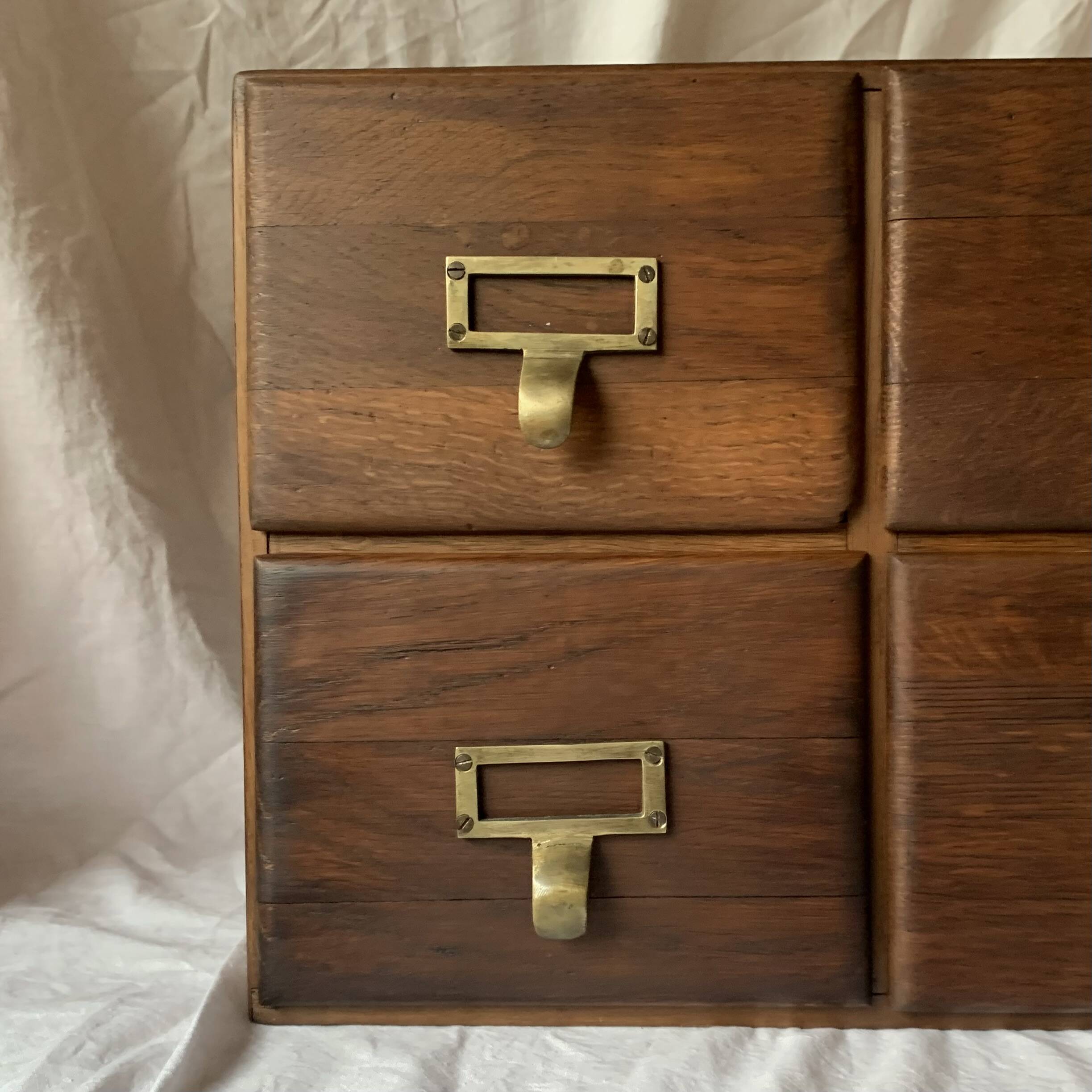 Old wooden desk cabinet - 4 drawers