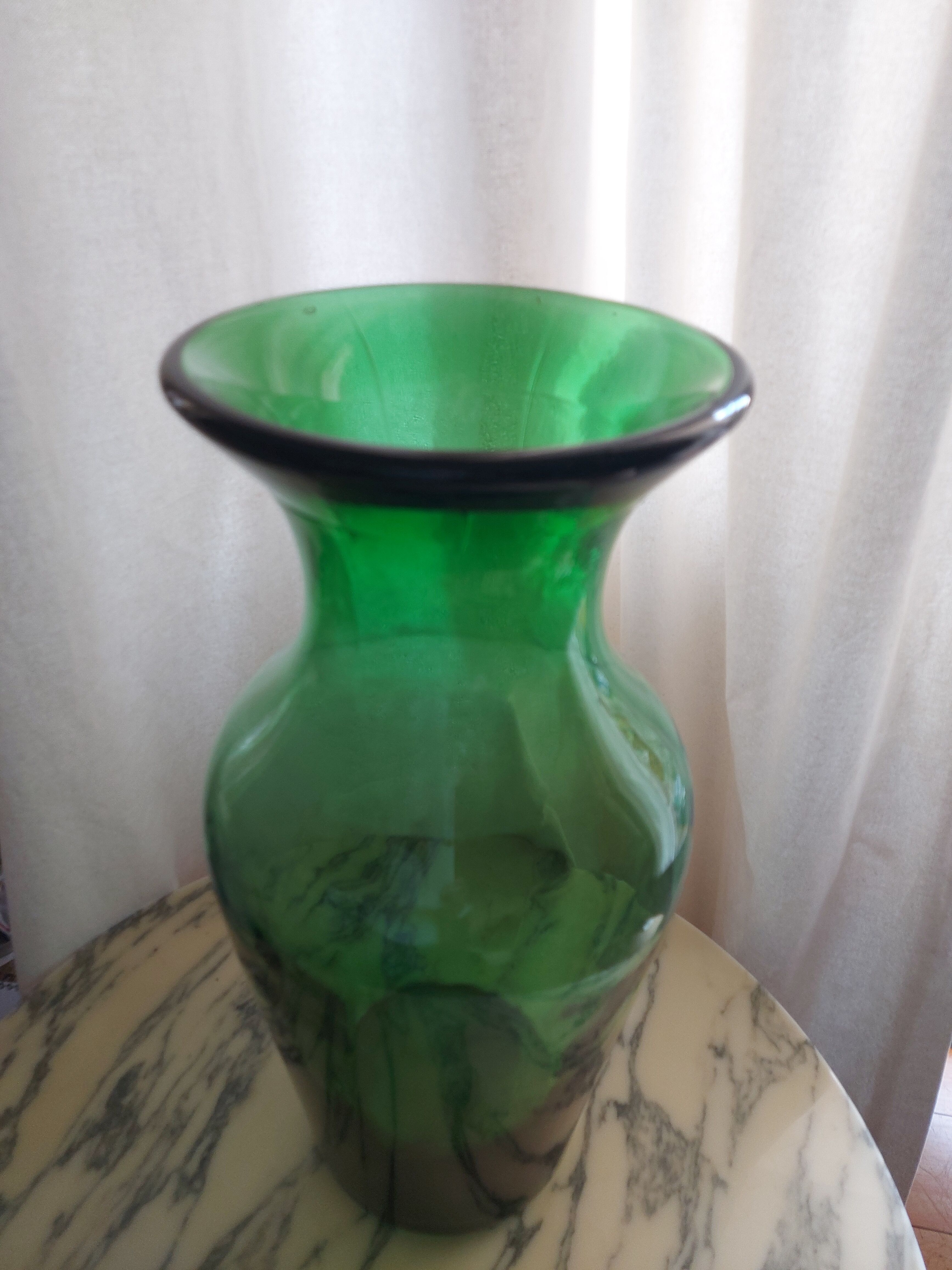 Blown glass vase, bottle green