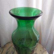 Blown glass vase, bottle green