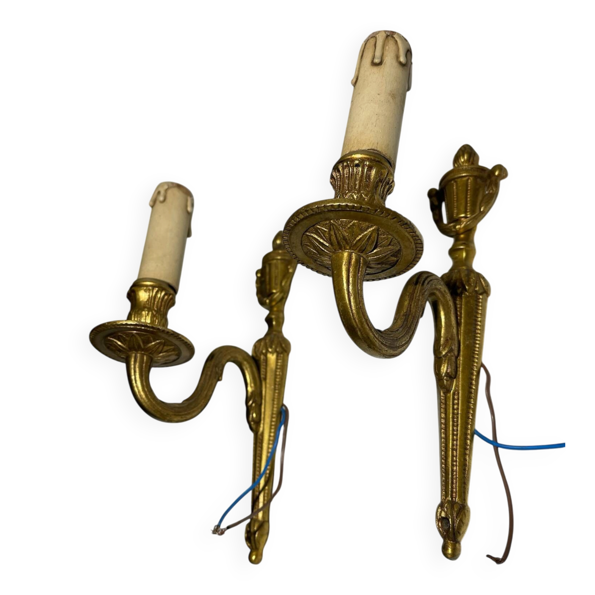 Pair of vintage gold wall sconces – Louis XVI style – Lighting fixture