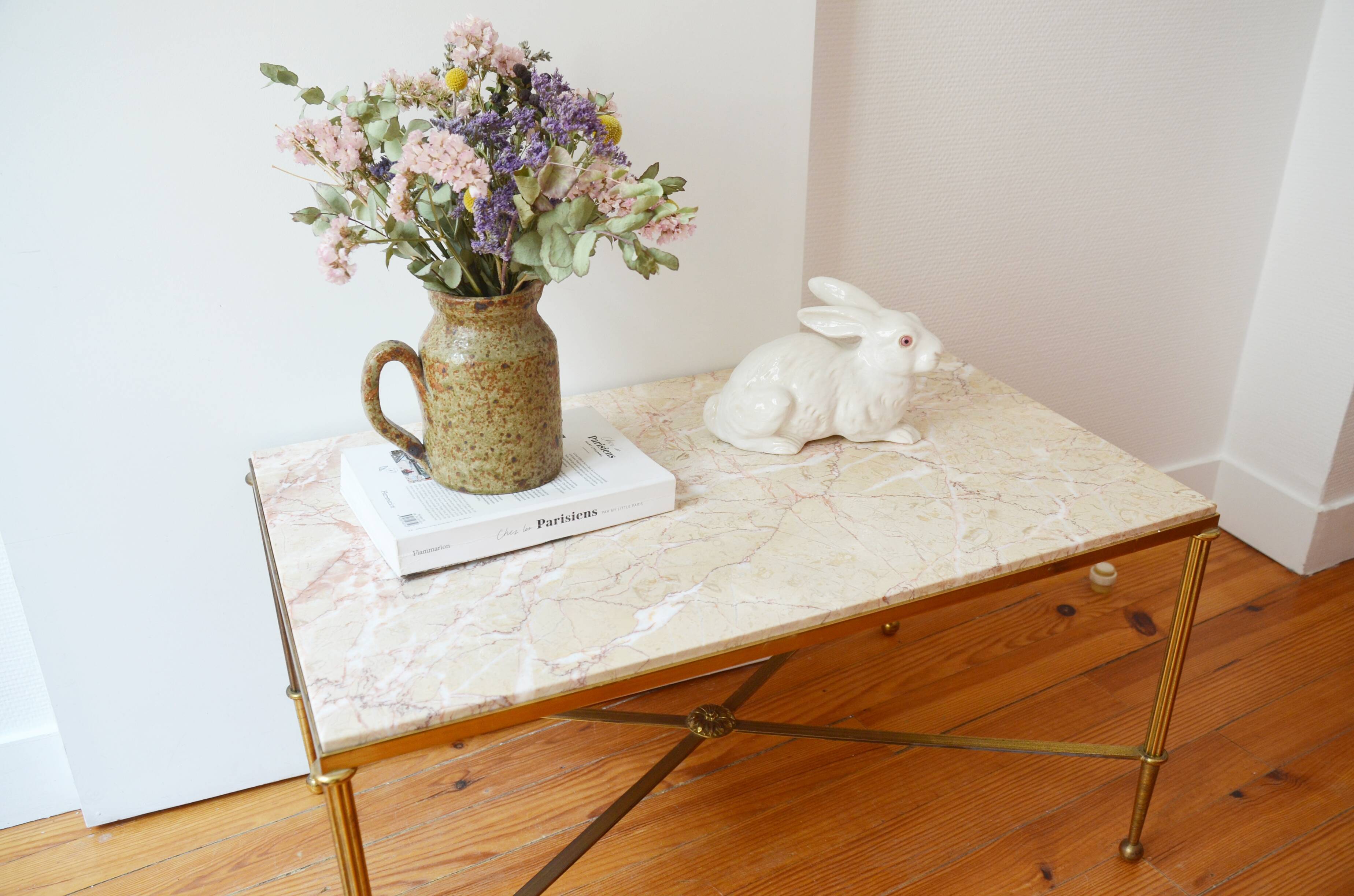 Marble and brass coffee table 60s