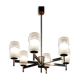 Space age chandelier with 6 lights in chrome and moulded glass by Hillebrand Lighting, 1960s.