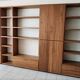 HÜLSTA MEGA-DESIGN Library 379cm - 5 columns Walnut & White Lacquer + contactless neon lighting