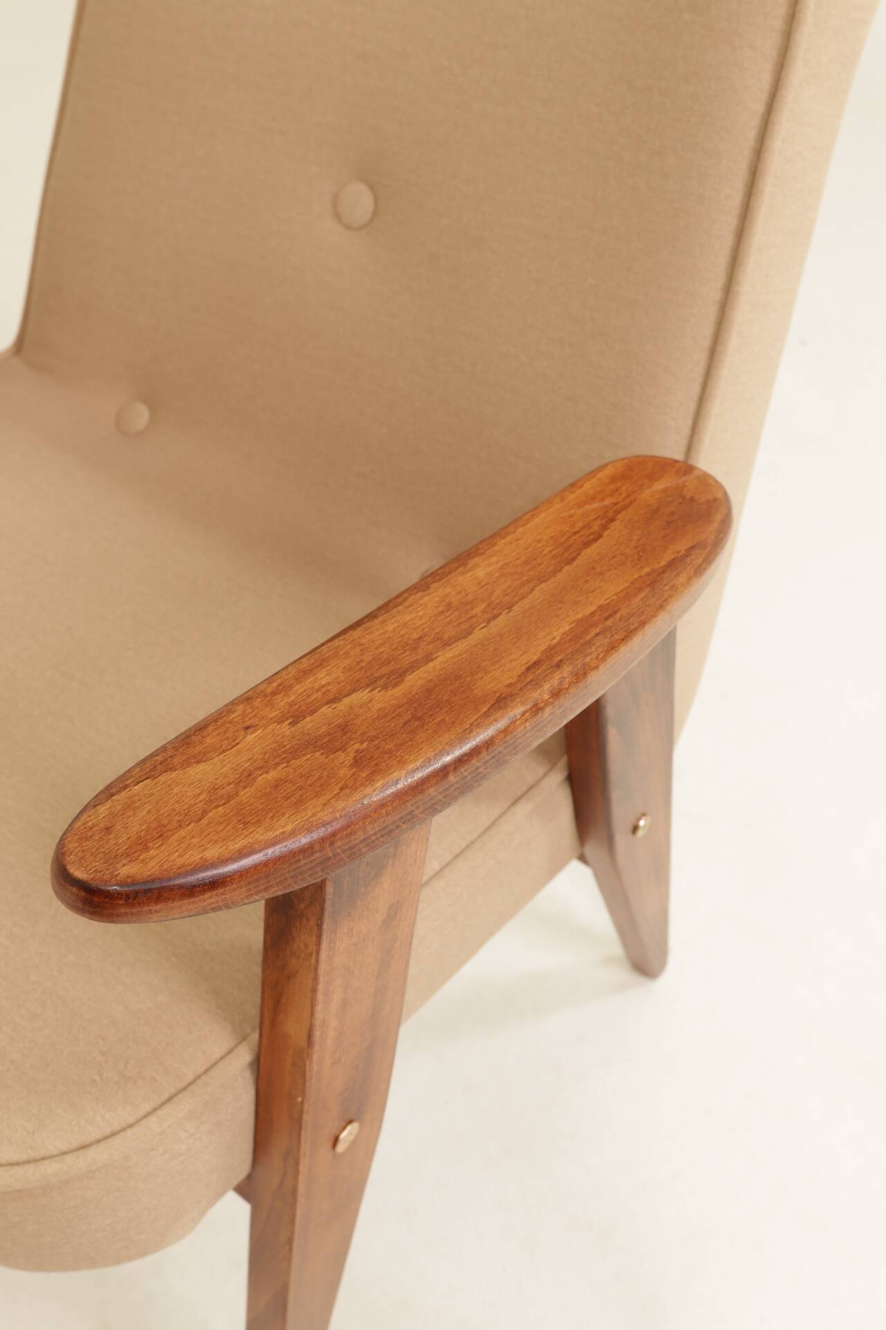 Vintage chair in beige velvet designed by Chierowski.
