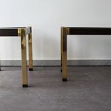 Paire de tables d'appoint, style Hollywood Regency, en laiton, 70's.