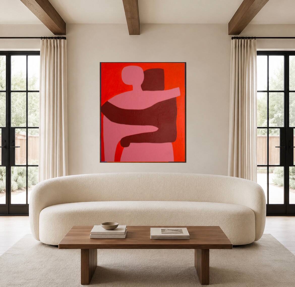 Can I hold you, figurative painting of a couple on canvas signed?