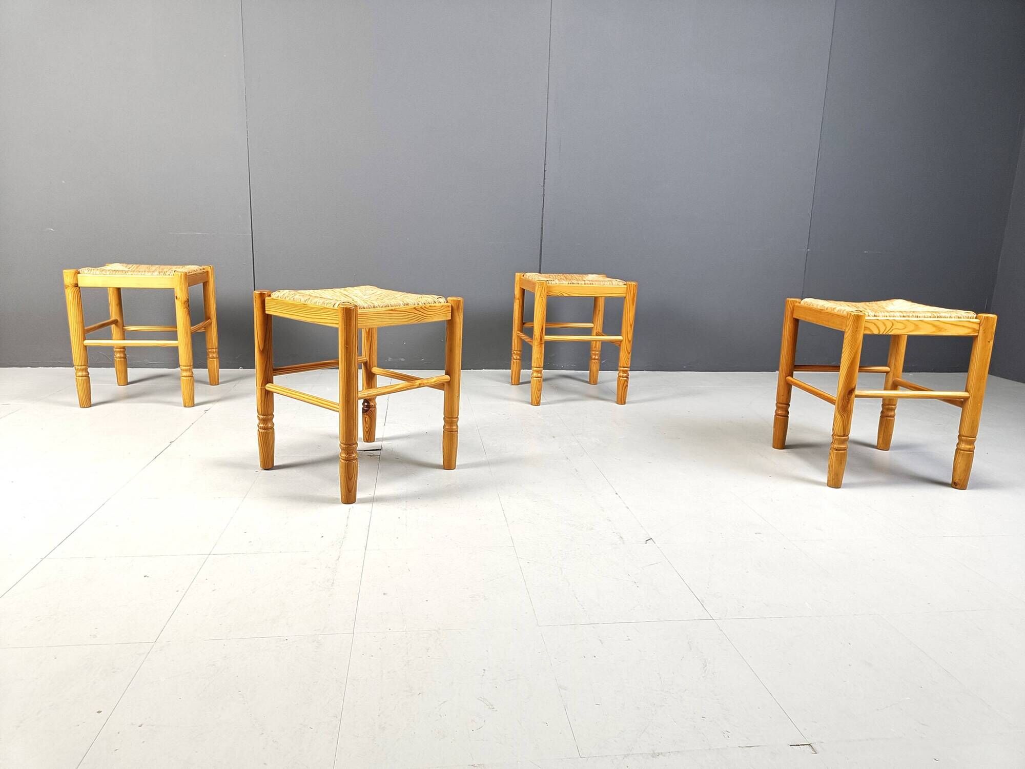 Vintage wicker stools - set of 4, 1960s