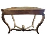 Italian console painted and sculpted – Wood top with faux marble appearance – 19th century