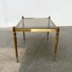 Mid-century German Hollywood neoclassical brass and glass side table from the 1950s.