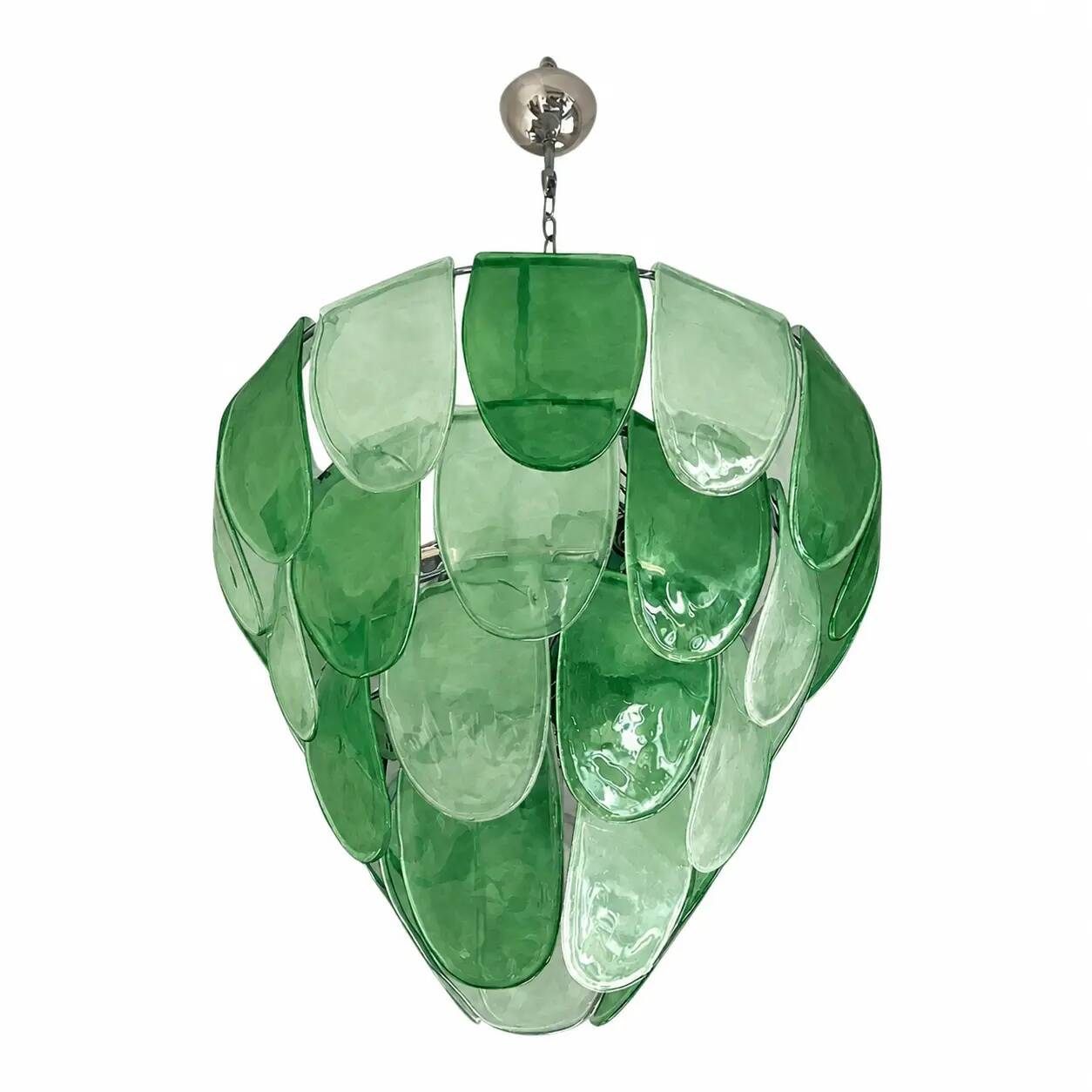 Modern Green Petals Murano-Style Glass Chandelier