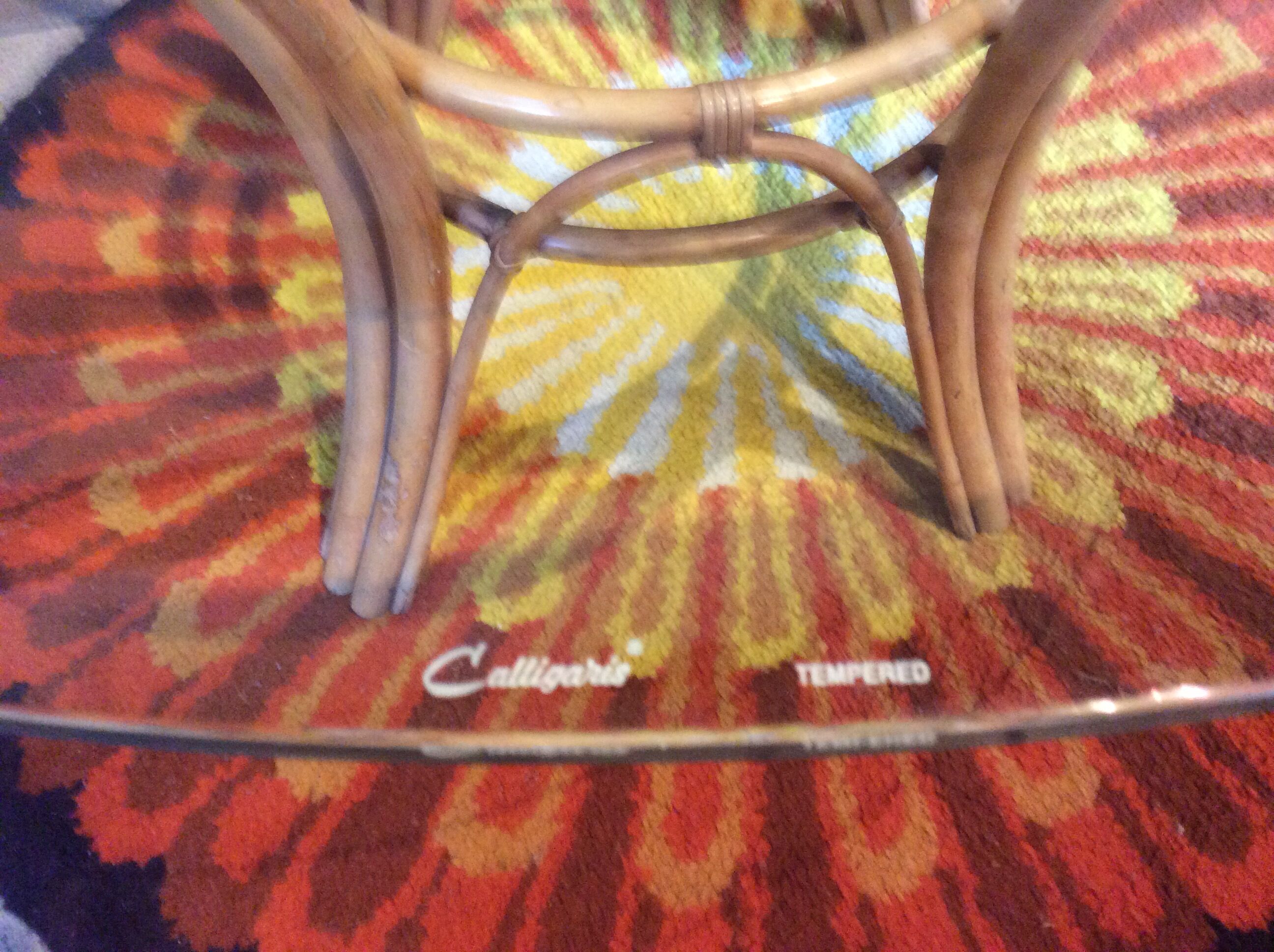 Table ronde verre et rotin