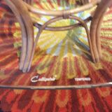 Round table glass and rattan