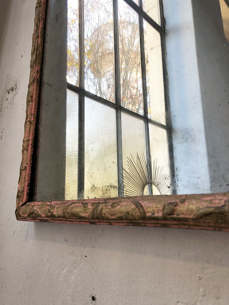 Pink patinated mirror 19th 54x70cm