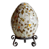 Large vintage glass mosaic egg lamp