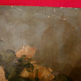 Oil On Ancient Canvas Bouquet De Roses