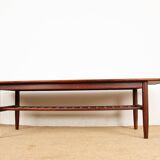 Rosewood and metal tube coffee table, two levels, Denmark 1960.