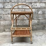Rolling dessert in woven wicker bamboo rattan with 1950 bottle holder